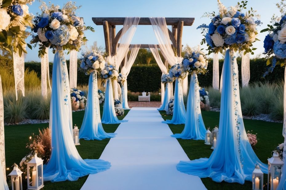 Blue Wedding Aisle Decor