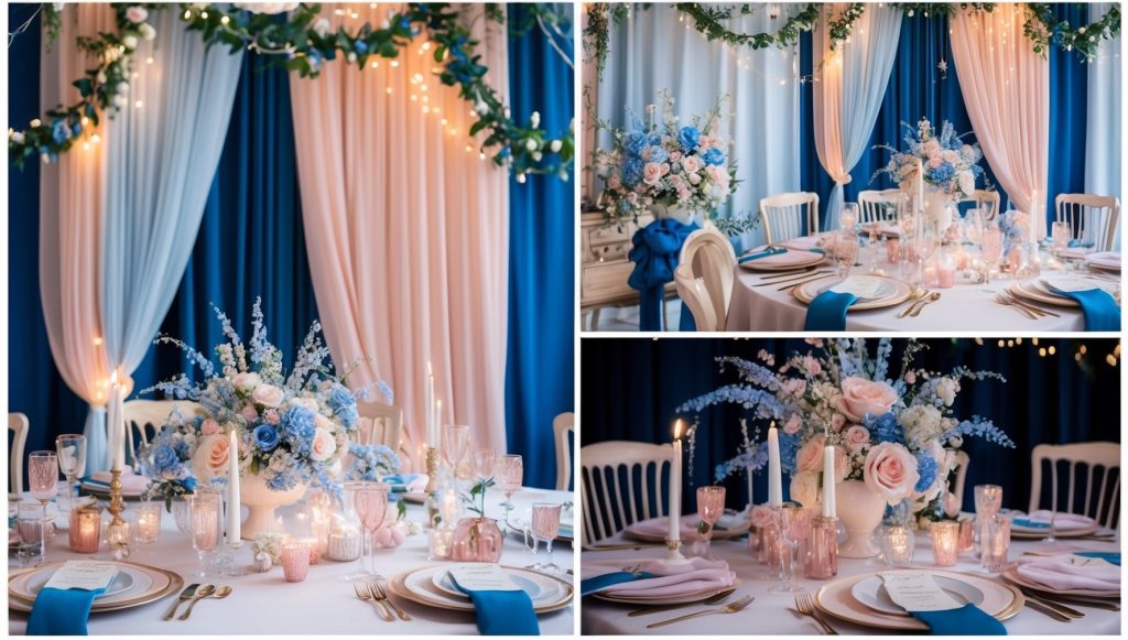 Blue and Blush Wedding Decor