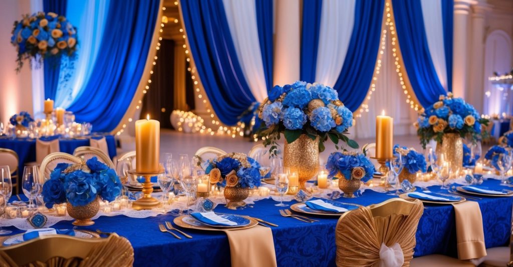 Blue and Gold Wedding Decor